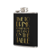 Art Deco Time to Drink Champagne Gold Flask Heupfles (Links)