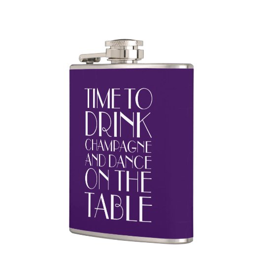 Art Deco Time to Drink Champagne Paars Flask Heupfles (Links)