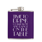 Art Deco Time to Drink Champagne Paars Flask Heupfles (Voorkant)