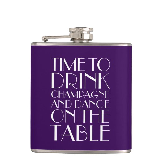 Art Deco Time to Drink Champagne Paars Flask Heupfles (Voorkant)