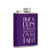 Art Deco Time to Drink Champagne Paars Flask Heupfles (Rechts)