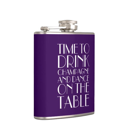 Art Deco Time to Drink Champagne Paars Flask Heupfles (Rechts)