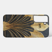 Art Deco Timeless Black Gold Monogram / Initial Samsung Galaxy Hoesje (Achterkant horizontaal)