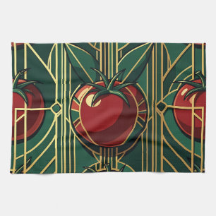 Art Deco Tomaat Patroon Theedoek