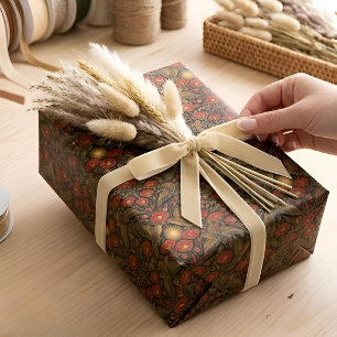 Art Deco Torenvalken & Klaprozen   Sierlijke Decor Cadeaupapier