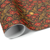 Art Deco Torenvalken & Klaprozen | Sierlijke Decor Cadeaupapier (Rol Hoek)