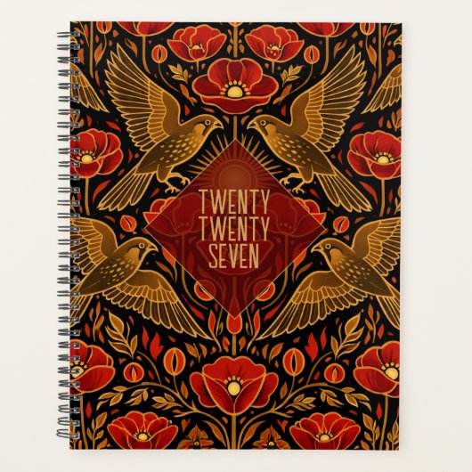 Art Deco Torenvalken & Klaprozen | Sierlijke Decor Planner (Voorkant)