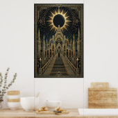 Art Deco Total Eclipse Palace Poster | Goud Teal (Keuken)