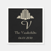 Art Deco Tower Ray bruiloft Servetten (Voorkant)