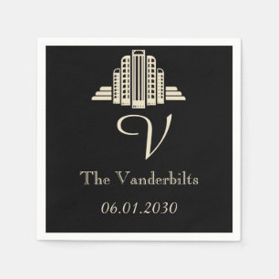 Art Deco Tower Ray bruiloft Servetten