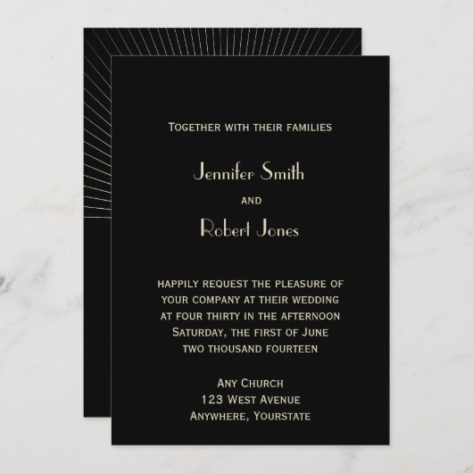 Art Deco Tower Ray bruiloft uitnodiging (Voorkant / Achterkant)