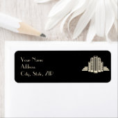 Art Deco Tower Ray in zwart en ivoor bruiloft Etiket (Insitu)