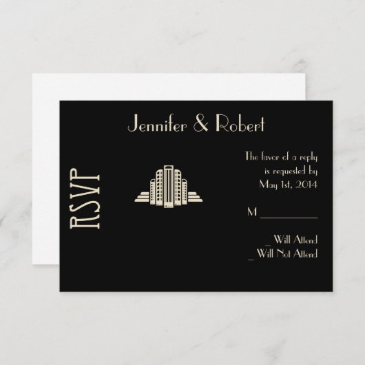 Art Deco Tower Ray Respons Kaart (Voorkant / Achterkant)