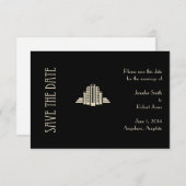 Art Deco Tower Ray Sla de datum op Save The Date (Voorkant / Achterkant)