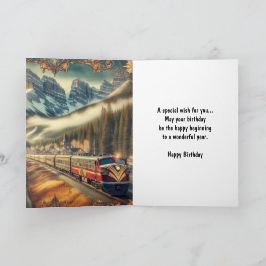  Art Deco Train Brother Verjaardag Kaart (Binnen)