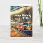 Art Deco Train Brother Verjaardag Kaart<br><div class="desc">Hier is de perfecte verjaardagskaart voor mannen. De kaart heeft een binnengroet,  die u kunt veranderen in jouw tekst. Deze kaart is gemaakt van een AI-gegenereerd waterverf afbeelding van een  art deco trein. Personaliseer deze sjabloon kaart met jouw tekst of gelegenheid.</div>