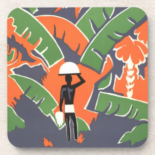  Art Deco Travel, inheems in het Afrikaanse Oerwou Bier Onderzetter