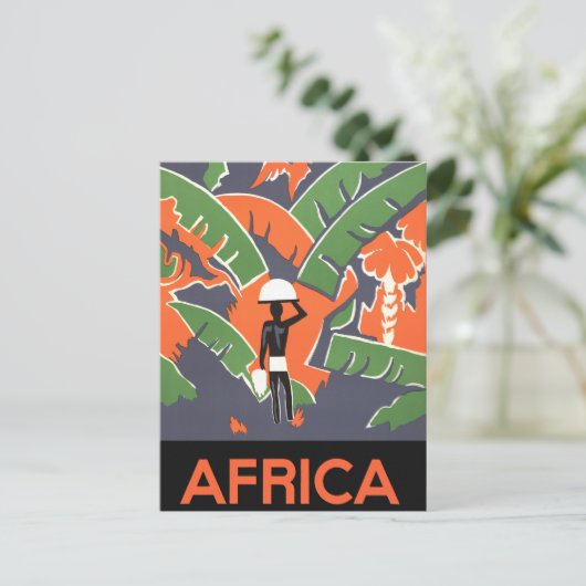 Art Deco Travel, inheems in het Afrikaanse Oerwou Briefkaart (Staand voorkant)
