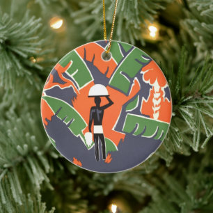  Art Deco Travel, inheems in het Afrikaanse Oerwou Keramisch Ornament