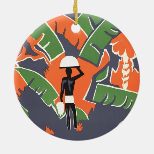  Art Deco Travel, inheems in het Afrikaanse Oerwou Keramisch Ornament (Achterkant)