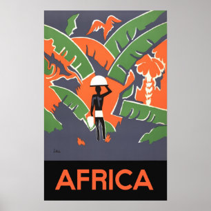Art Deco Travel, inheems in het Afrikaanse Oerwou Poster