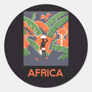  Art Deco Travel, inheems in het Afrikaanse Oerwou Ronde Sticker