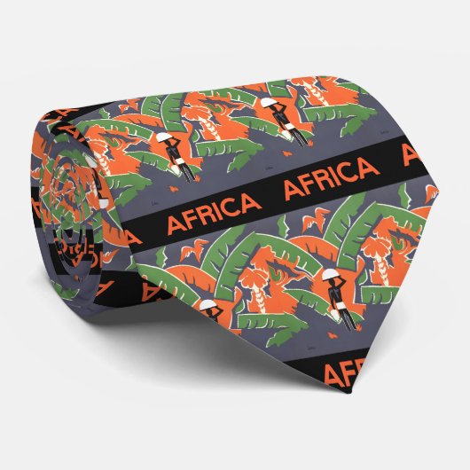 Art Deco Travel, inheems in het Afrikaanse Oerwou Stropdas (Opgerold)