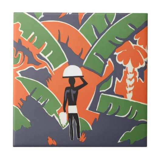  Art Deco Travel, inheems in het Afrikaanse Oerwou Tegeltje (Voorkant)