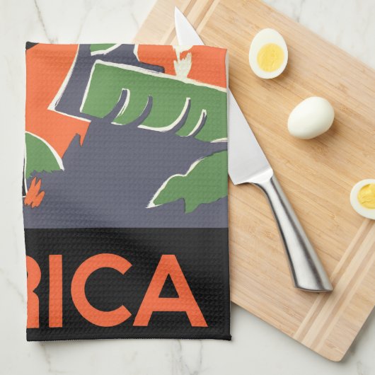 Art Deco Travel, inheems in het Afrikaanse Oerwou Theedoek (Quarter Fold)