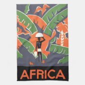  Art Deco Travel, inheems in het Afrikaanse Oerwou Theedoek (Verticaal)