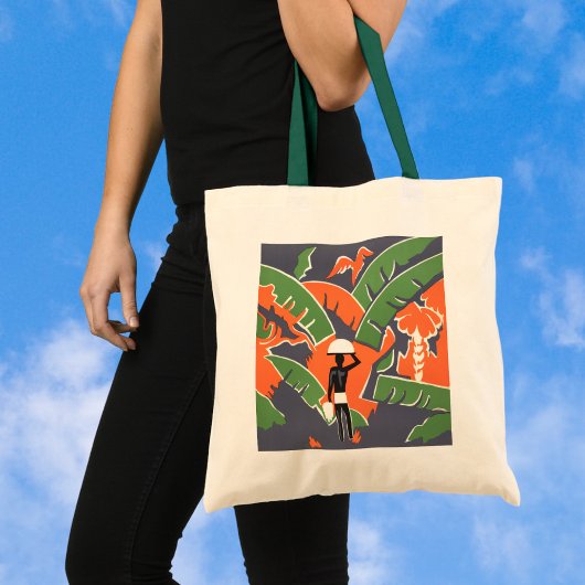 Art Deco Travel, inheems in het Afrikaanse Oerwou Tote Bag