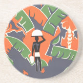  Art Deco Travel, inheems in het Afrikaanse Oerwou Zandsteen Onderzetter (Voorkant)