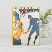 Art Deco Travel Winter in Davos Kaart (Staand voorkant)
