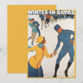 Art Deco Travel Winter in Davos Kaart (Voorkant / Achterkant)