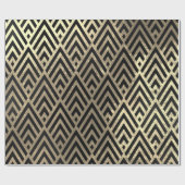 Art Deco Triangle Diamond Black Faux Gold Geometry Cadeaupapier (Vlak)