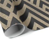 Art Deco Triangle Diamond Black Faux Gold Geometry Cadeaupapier (Rol Hoek)