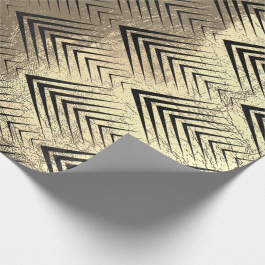 Art Deco Triangles Arrows Black Champaigne Gold Cadeaupapier (Hoek)