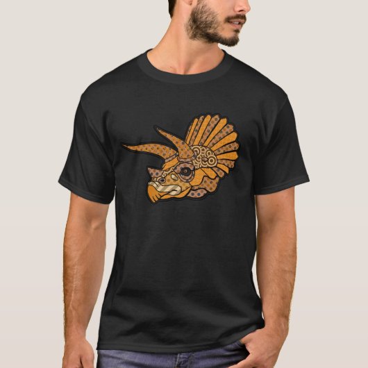 Art deco Triceratops - Sinaasappel T-shirt (Voorkant)
