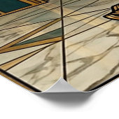 Art Deco Troon van Kersenbloesemboom Goud Poster (Hoek)