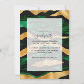 Art Deco Tropical Green en Gold Tiger Afstuderen Kaart (Voorkant)