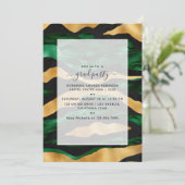 Art Deco Tropical Green en Gold Tiger Afstuderen Kaart (Staand voorkant)