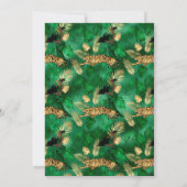 Art Deco Tropical Green en Gold Tiger Afstuderen Kaart (Achterkant)