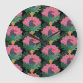 Art Deco Tropical Toucans & Ananas Grote Klok (Voorkant)
