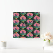 Art Deco Tropical Toucans & Ananas Vierkante Klok (Huis)