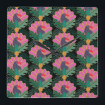 Art Deco Tropical Toucans & Ananas Vierkante Klok<br><div class="desc">Houd de tijd in tropische stijl met deze exotische toekan en ananas pattereerde klok - perfect voor heldere,  gedurfde interieurs.</div>