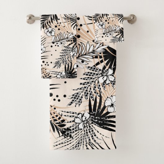 Art Deco Tropisch gebladerte en bloemen Bad Handdoek (Insitu)