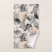 Art Deco Tropisch gebladerte en bloemen Bad Handdoek (Handdoek)