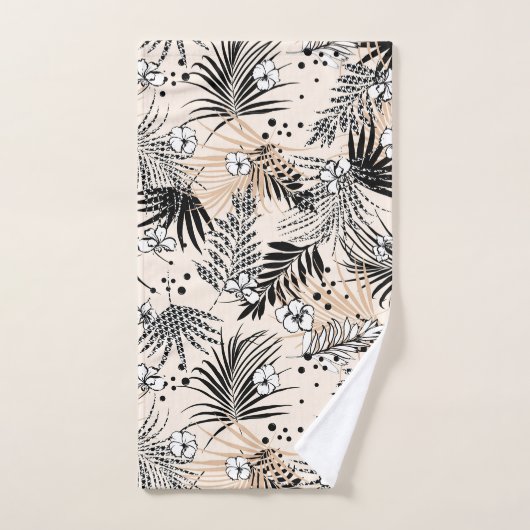 Art Deco Tropisch gebladerte en bloemen Bad Handdoek (Handdoek)