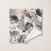 Art Deco Tropisch gebladerte en bloemen Bad Handdoek (Wasdoekje)