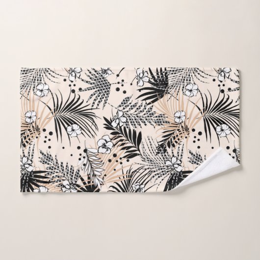 Art Deco Tropisch gebladerte en bloemen Bad Handdoek (Handdoek)